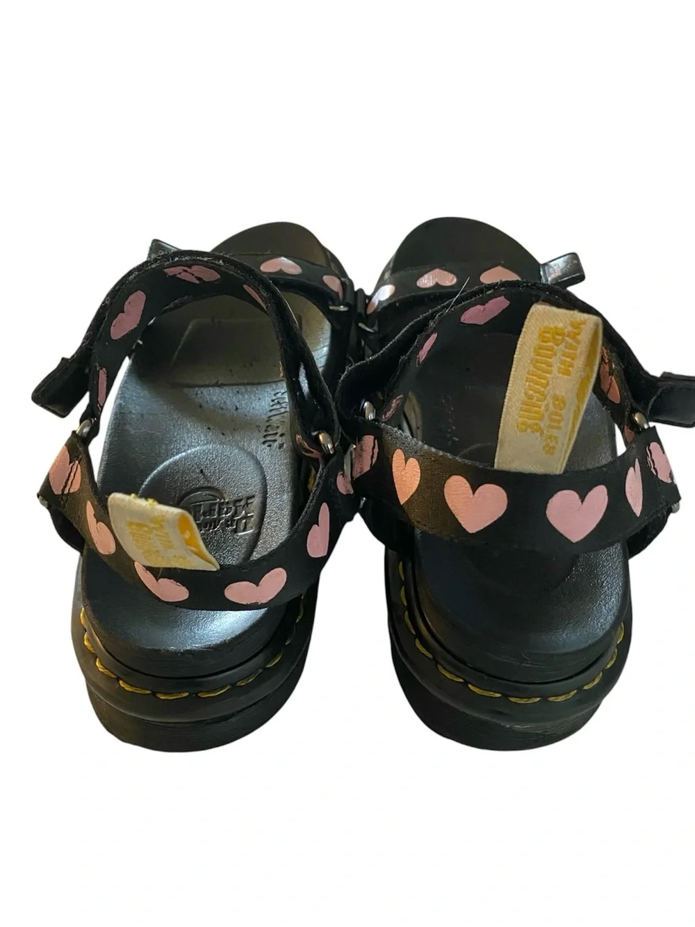 Dr. Martens Lazy Oaf Heart Print Platform Sandals Size 9 Whimsigoth